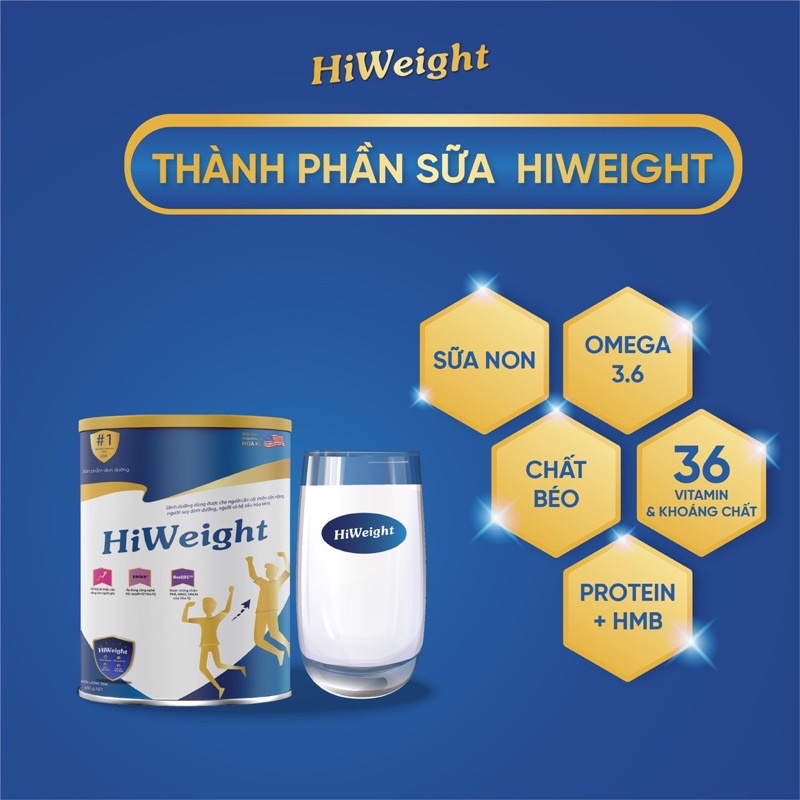 [Mua 3 tặng 1] Sữa tăng cân Hiweght 650g chính hãng giá tốt - Tăng cân an toàn, tự nhiên