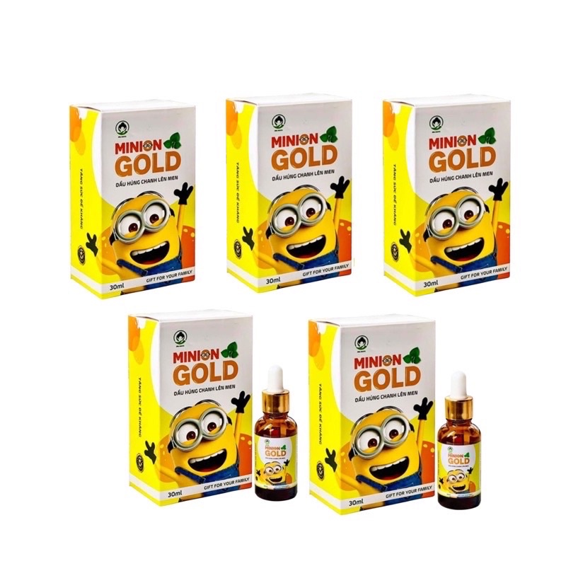 Combo sỉ 5 hộp dầu húng chanh Minion chính hãng date mới - Bé hết ho, sổ mũi, viêm họng, tăng đề kháng tốt