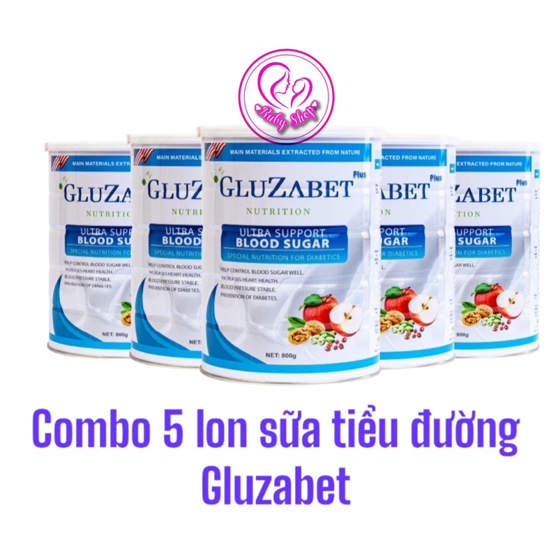 Combo 5 lon sữa tiểu đường Gluzabet 800g chính hãng giá sỉ - Ổn định đường huyết