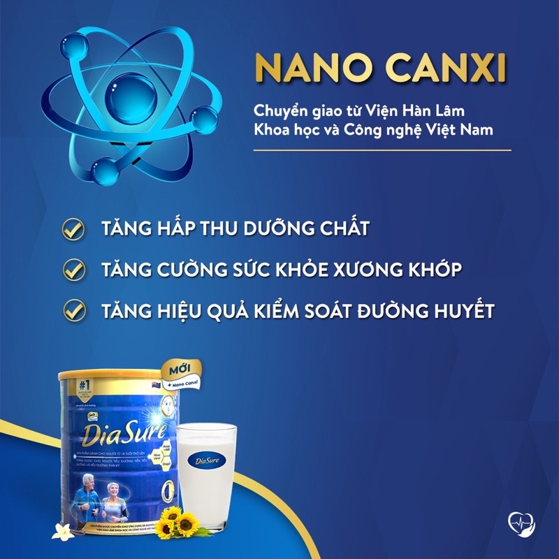 Combo 2 lon tiểu đường diasure bản mới 850g ổn định đường tốt cho xương