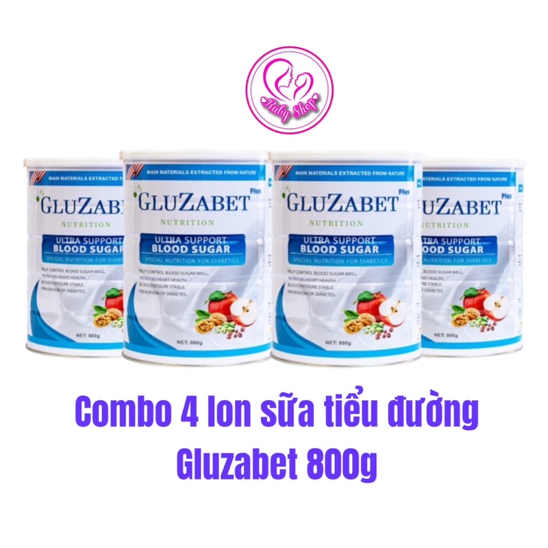 Combo 4 lon sữa tiểu đường gluzabet hộp 800g chính hãng giá tốt date mới