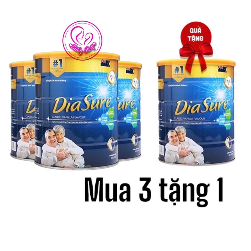 [Mua 3 tặng 1] Sữa tiểu đường Diasure lon 850g chính hãng date mới giá tốt - ổn định đường huyết