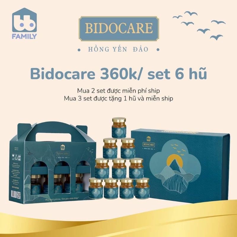 Hồng Yến chưng sẵn Bidocare set 6 hũ người lớn -phục hồi cơ thể, bồi bổ cơ thể tăng đề kháng