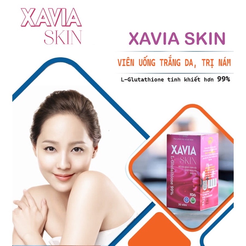 Viên uống trắng da, mờ nám Xavia Skin hộp 30 viên chính hãng giúp trắng da toàn thân