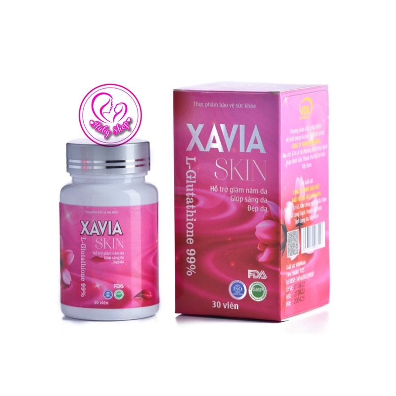 Viên uống trắng da, mờ nám Xavia Skin hộp 30 viên chính hãng giúp trắng da toàn thân