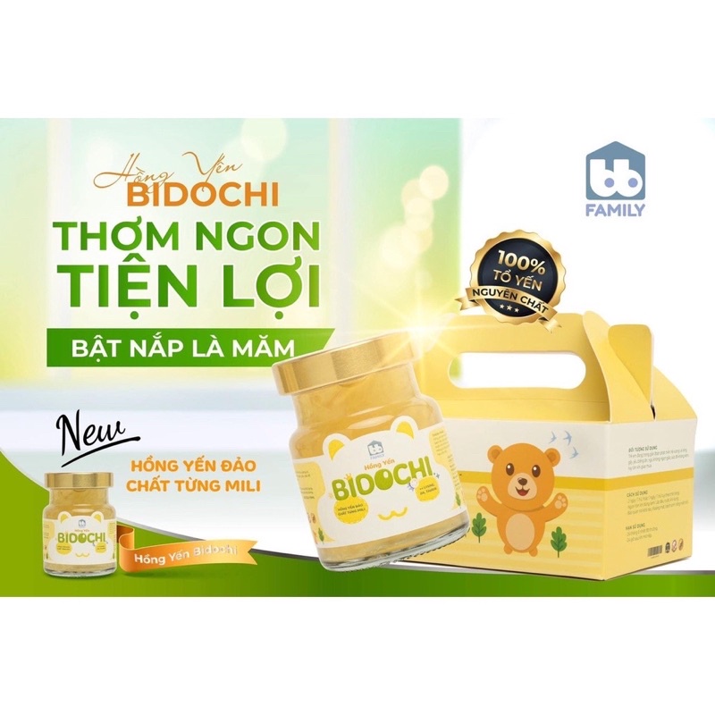 Hồng Yến Bidochi cải thiện biếng ăn cho bé từ 1 tuổi hộp 6 chai 70ml- Yến chưng sẵn thơm ngon dễ uống