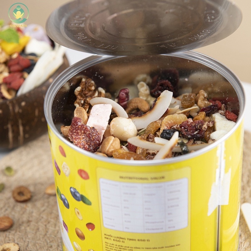Ngũ cốc hạt ăn liền Granola Lạc Lạc thơm ngon, tốt cho sức khỏe hộp 650g + quà