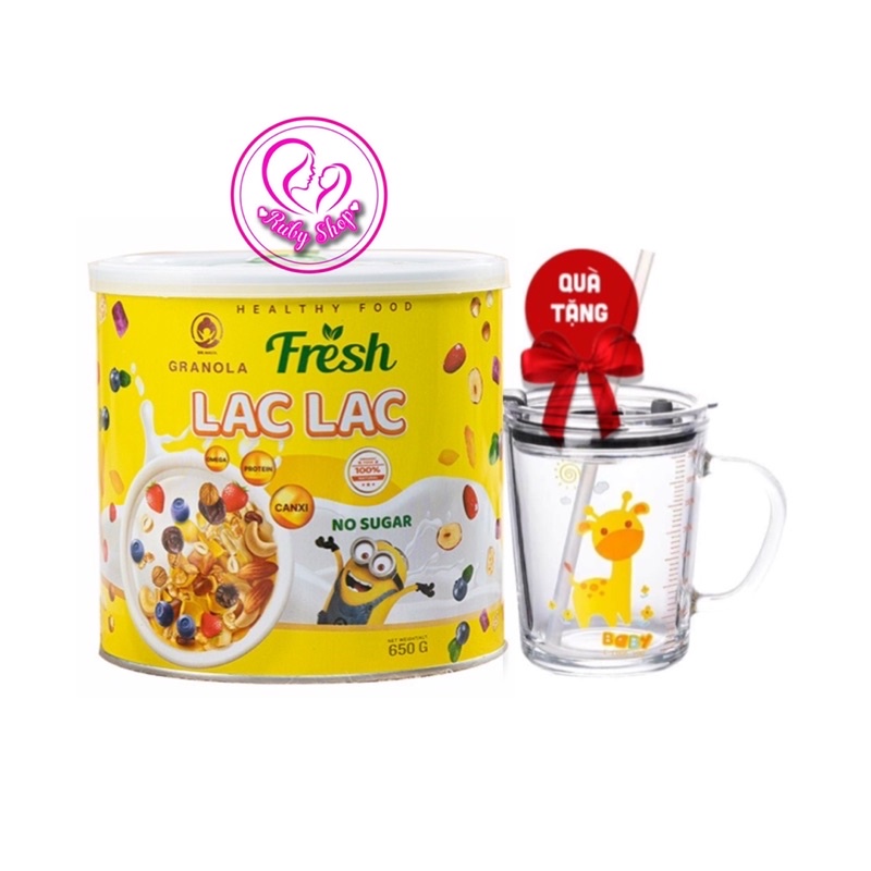 Ngũ cốc hạt ăn liền Granola Lạc Lạc thơm ngon, tốt cho sức khỏe hộp 650g + quà