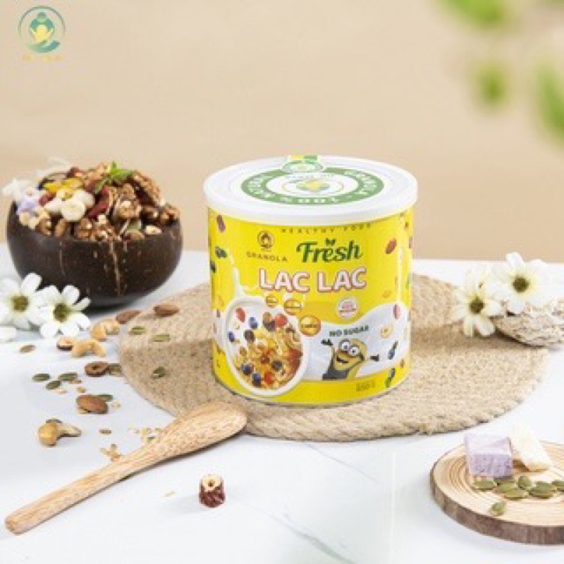 Ngũ cốc hạt ăn liền Granola Lạc Lạc thơm ngon, tốt cho sức khỏe hộp 650g + quà