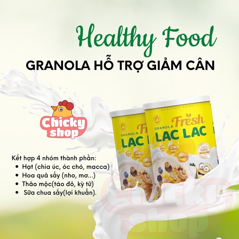 Ngũ cốc hạt ăn liền Granola Lạc Lạc thơm ngon, tốt cho sức khỏe hộp 650g + quà