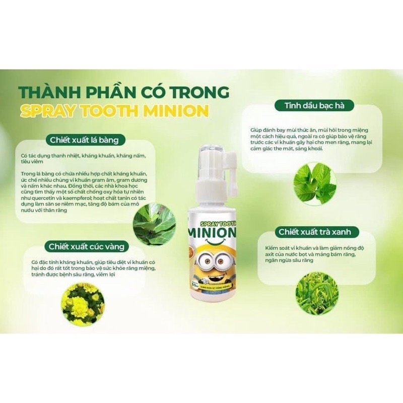 Xịt chống sâu răng cho bé Minion 50ml bảo vệ răng, ngừa sâu răng ố vàng + quà