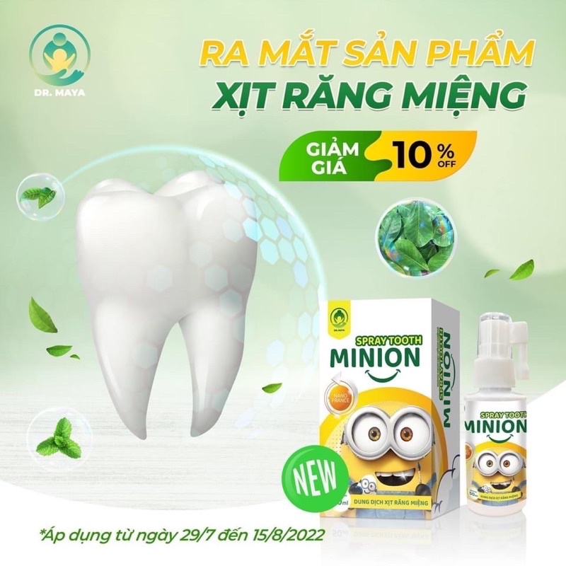 Xịt chống sâu răng cho bé Minion 50ml bảo vệ răng, ngừa sâu răng ố vàng + quà