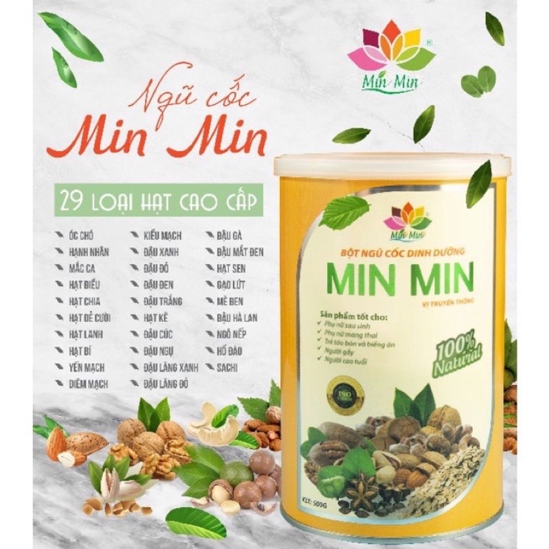 Combo 2 hộp ngũ cốc Min Min vàng hộp 500g tốt cho mẹ bầu và lợi sữa cho mẹ sau sinh