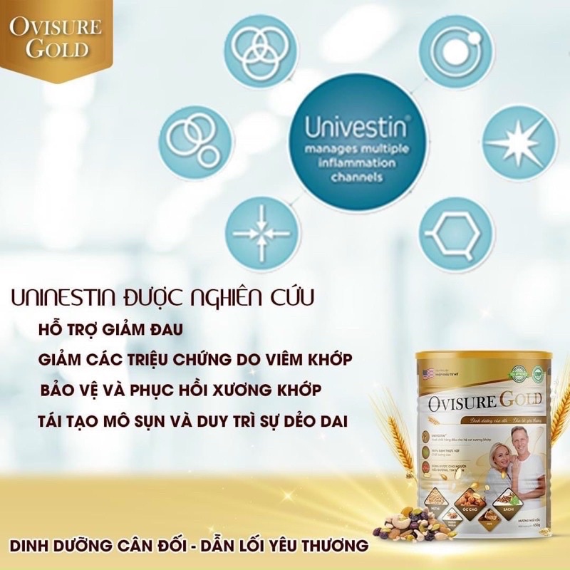 [Mua 3 tặng 1 hộp giấy]Sữa hạt xương khớp Ovisure Gold lon 650g chính hãng, giúp xương chắc khoẻ, dẻo dai