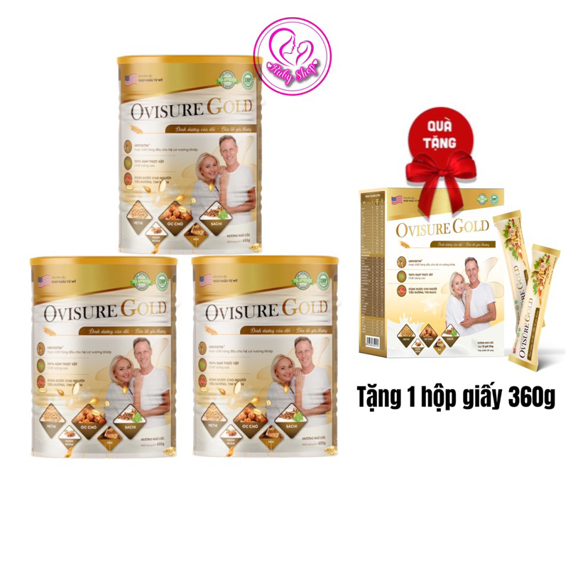 [Mua 3 tặng 1 hộp giấy]Sữa hạt xương khớp Ovisure Gold lon 650g chính hãng, giúp xương chắc khoẻ, dẻo dai