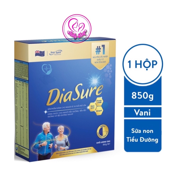 [Bản mới] Sữa non tiểu đường Diasure 850g bổ sung thêm nano canxi, omega3 chính hãng