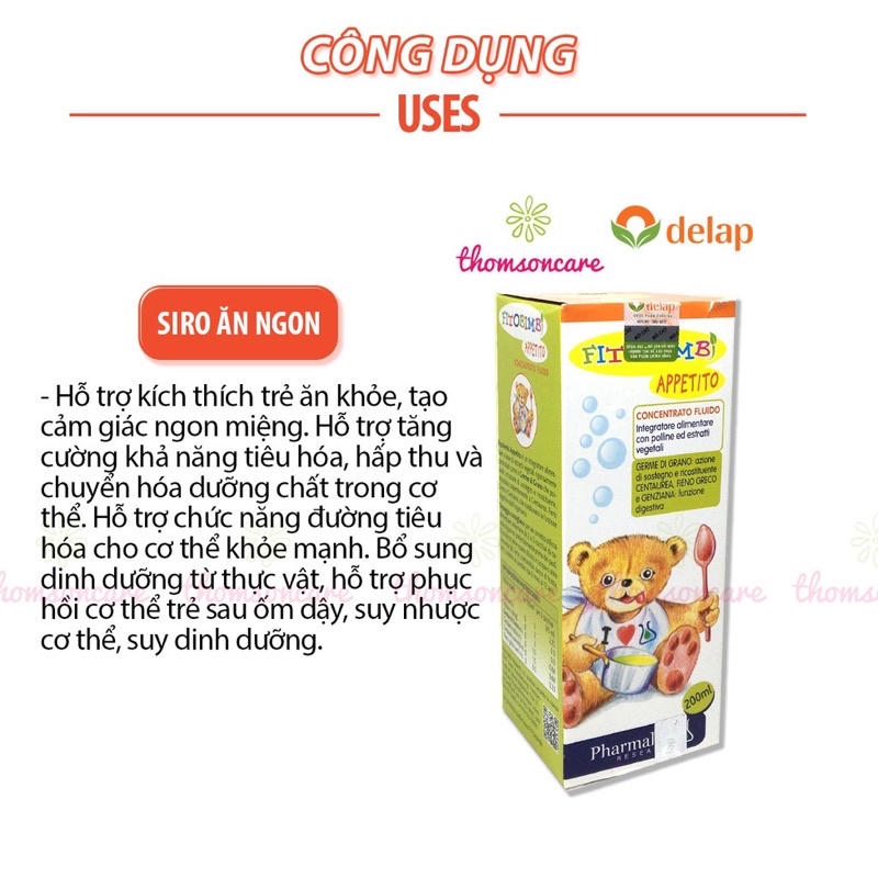 Siro ăn ngon Fitobimbi Appetito bé hết biếng ăn, tăng cân tốt bổ sung vi chất + gói tăm bông