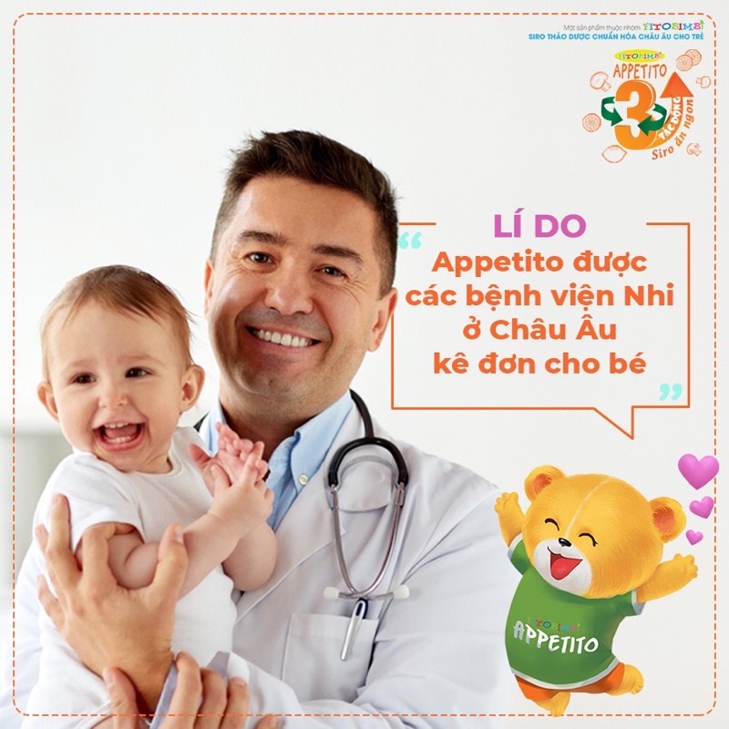 Siro ăn ngon Fitobimbi Appetito bé hết biếng ăn, tăng cân tốt bổ sung vi chất + gói tăm bông