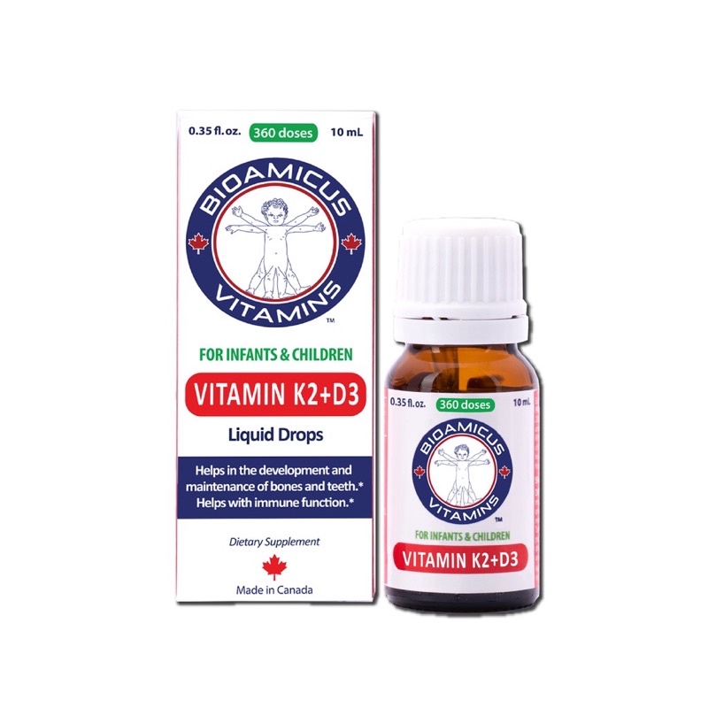 Bioamicus Vitamin D3K2 MK7 giúp bé tăng chiều cao tối đa + quà