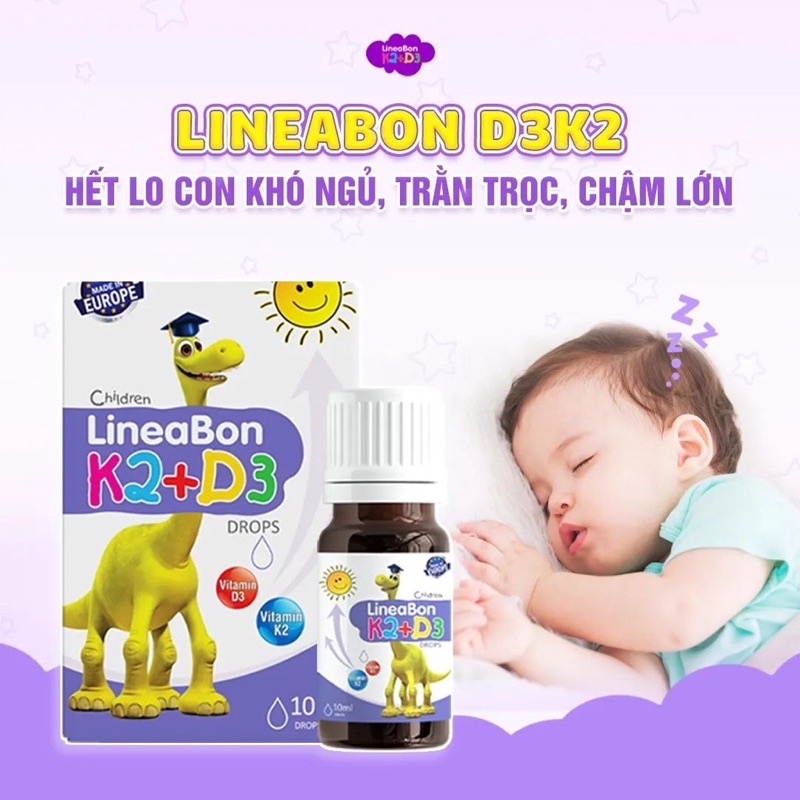 Vitamin D3K2 Lineabon tăng chiều cao tốt đa cho bé + quà