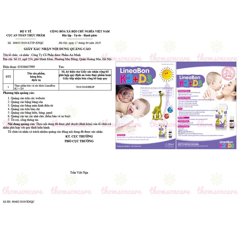 Vitamin D3K2 Lineabon tăng chiều cao tốt đa cho bé + quà