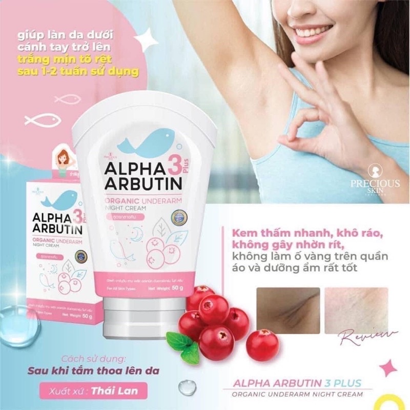 [Che tên ]Kem dưỡng trắng giảm thâm nách Alpha Arbutin 3 Plus Của Thái Lan