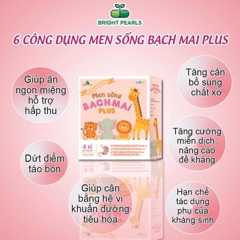 Men sống bạch mai plus - bé hết bón, ăn khỏe ngủ ngon tăng cân tốt + tặng tăm bông