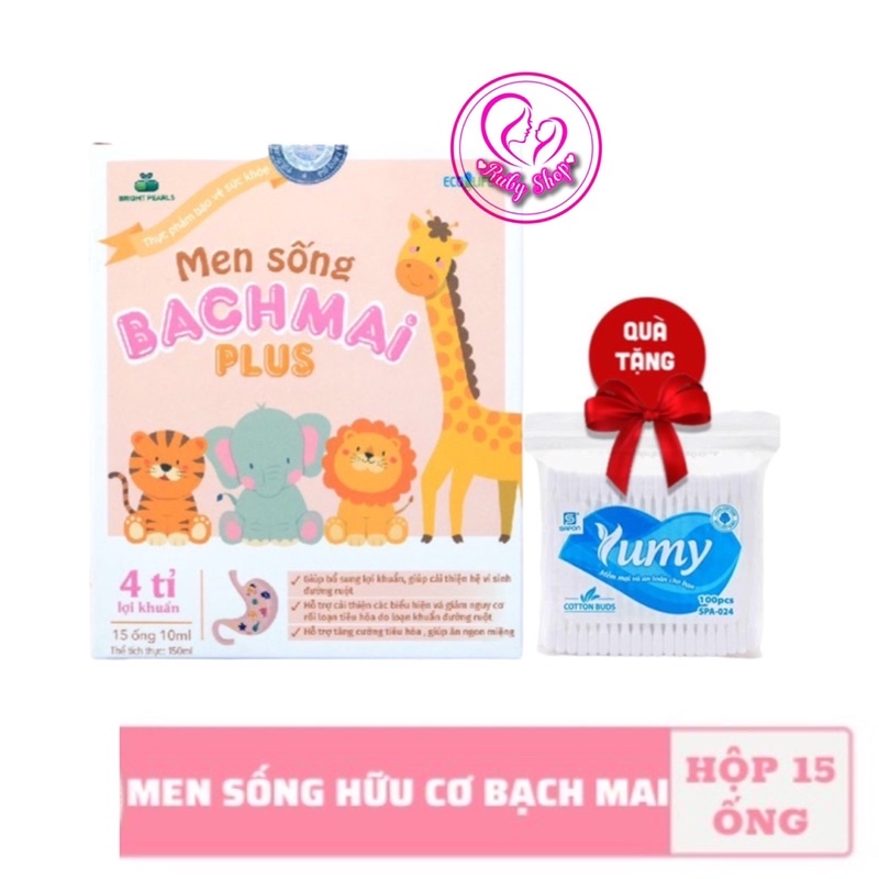 Men sống bạch mai plus - bé hết bón, ăn khỏe ngủ ngon tăng cân tốt + tặng tăm bông