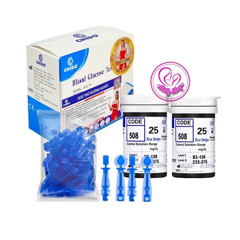 Combo 50 que tặng 50 kim thử đường huyết Chido công nghệ Nhật Bản