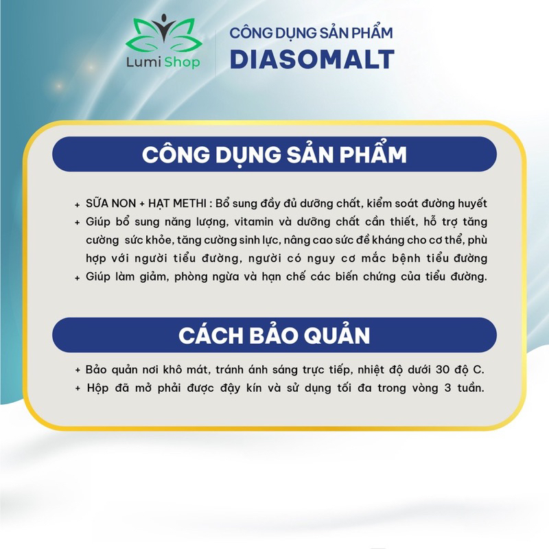 Sữa non tiểu đường Diasomalt hộp 850g chính hãng - Ổn định đường huyết hiệu quả + quà