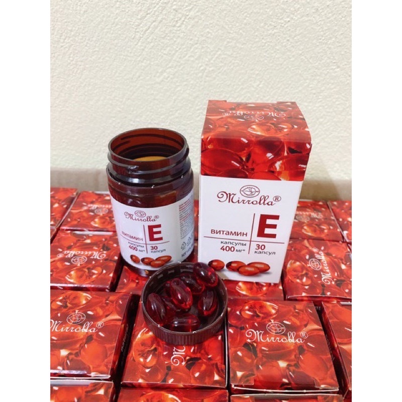 [Chính hãng]Viên uống vitamin E đỏ 400mg Mirrolla hũ nhựa của Nga hộp 30 viên