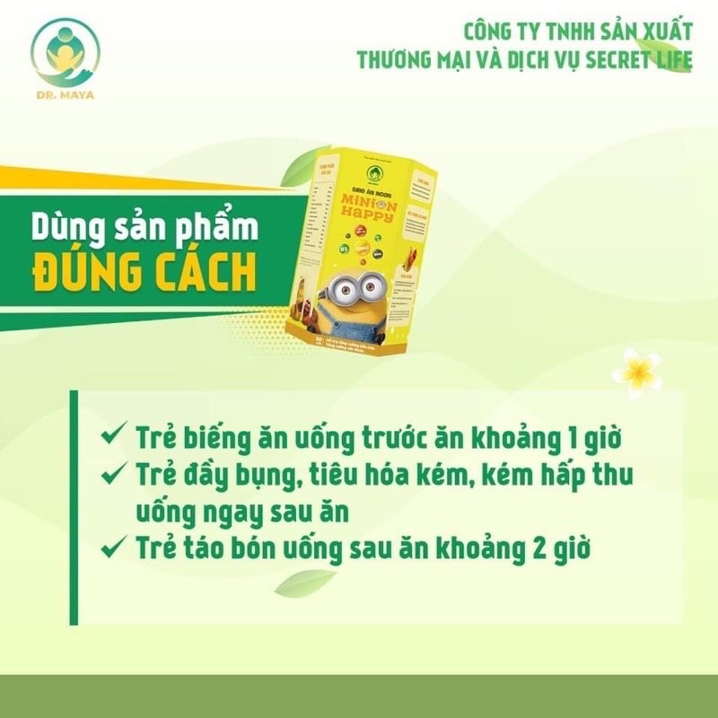 Siro ăn ngon Minion Happy hộp 30 gói -Bé ăn khỏe, tăng cân tốt, hết bón, thông minh