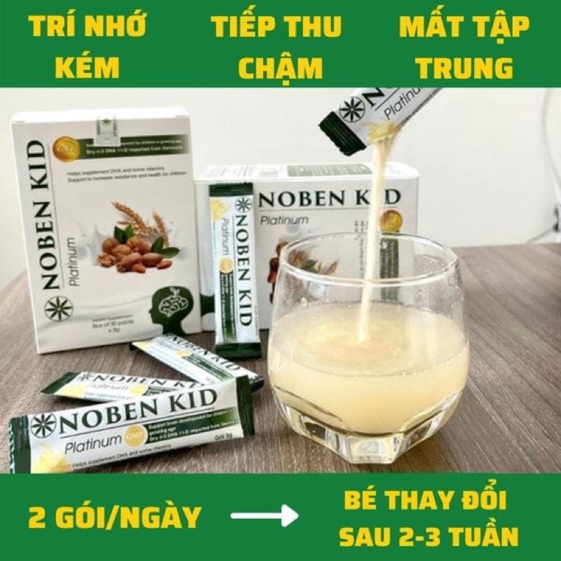 Cốm trí não Noben Kid Bé thông minh vượt trội, tiếp thu nhanh, tăng khả năng ghi nhớ