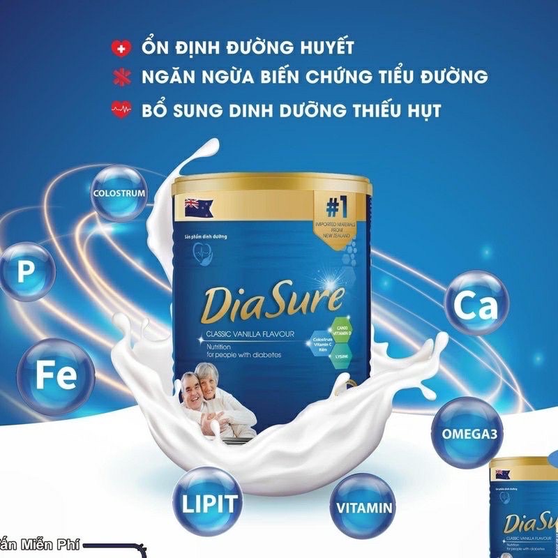 Sữa non tiểu đường Diasure chính hãng date mới + tặng 2 lọ hồng yến cao cấp