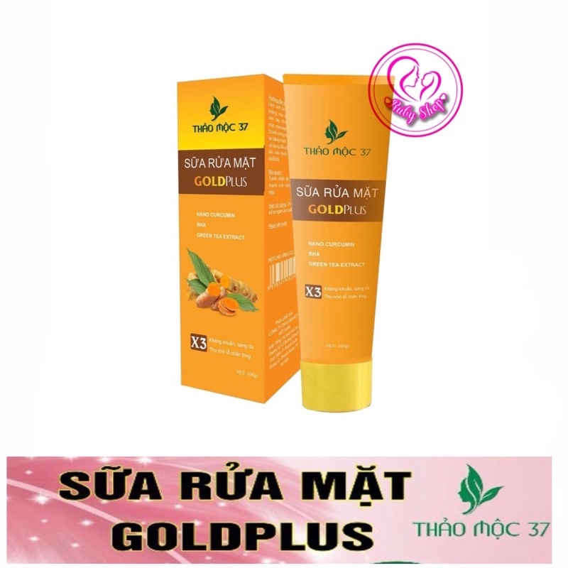 [Chính hãng] Sữa rửa mặt nghệ trắng da ngăn mụn goldplus thảo mộc 37