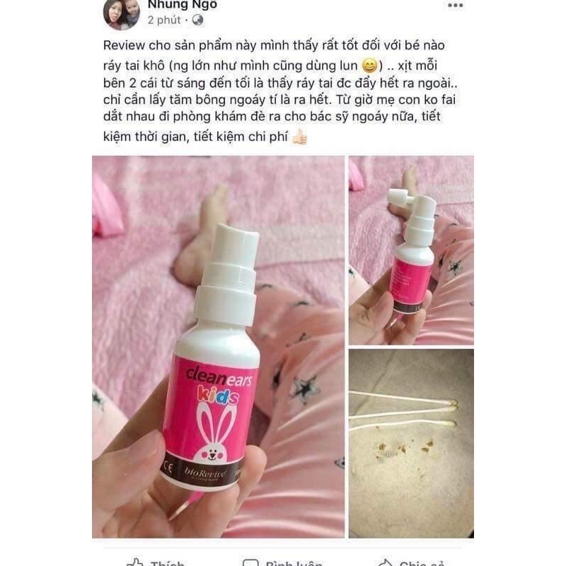 Xịt tan ráy tai Clean ears cho bé từ 2 tháng hàng Úc 30ml