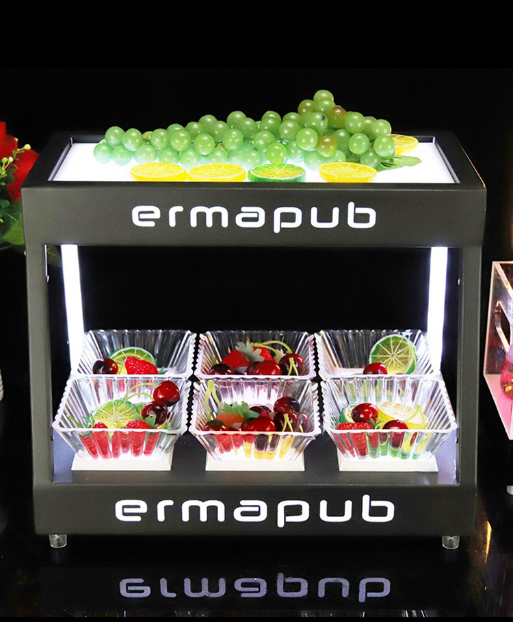 Kệ đựng trái cây 2 tầng có đèn led cho quán bar nhà hàng CZ03A