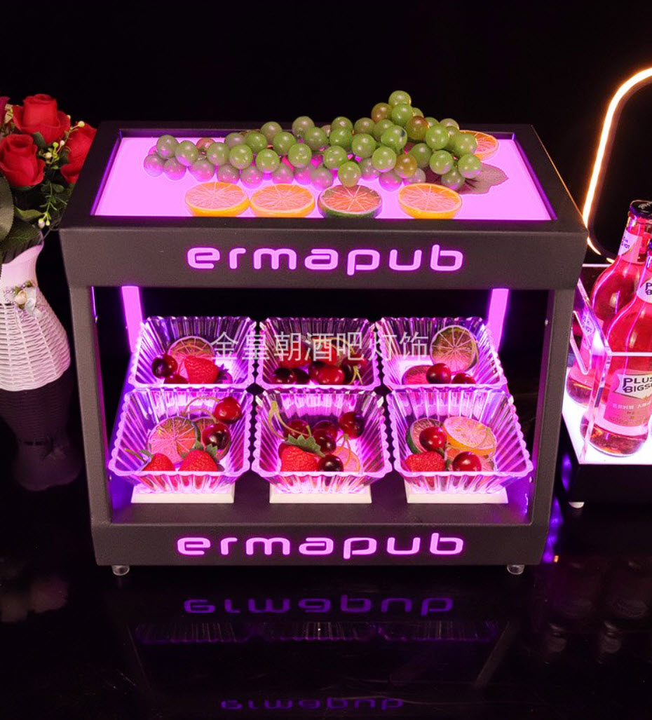 Kệ đựng trái cây 2 tầng có đèn led cho quán bar nhà hàng CZ03A