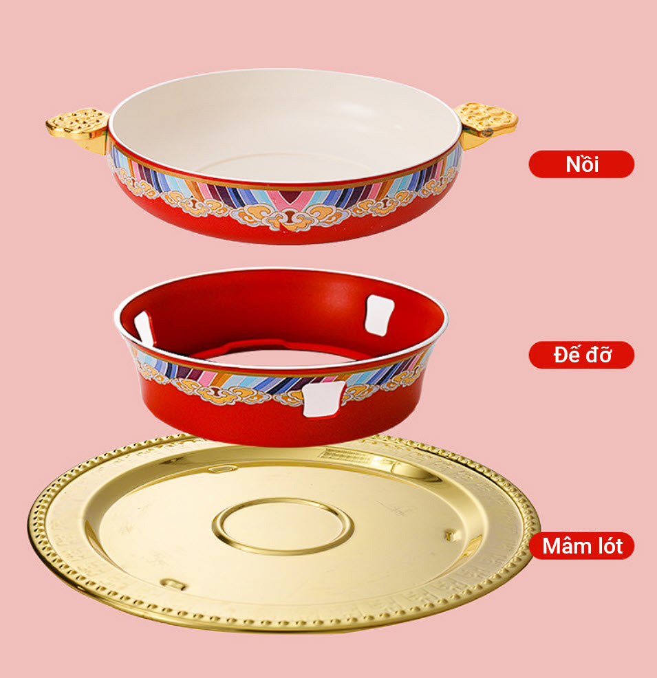 Nồi lẩu hợp kim nhôm phủ men kèm bếp cồn OEM YL855