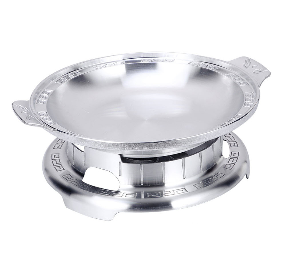 Bộ chảo hâm nóng thức ăn để bàn kèm bếp cồn YL66227 chống dính đá y tế