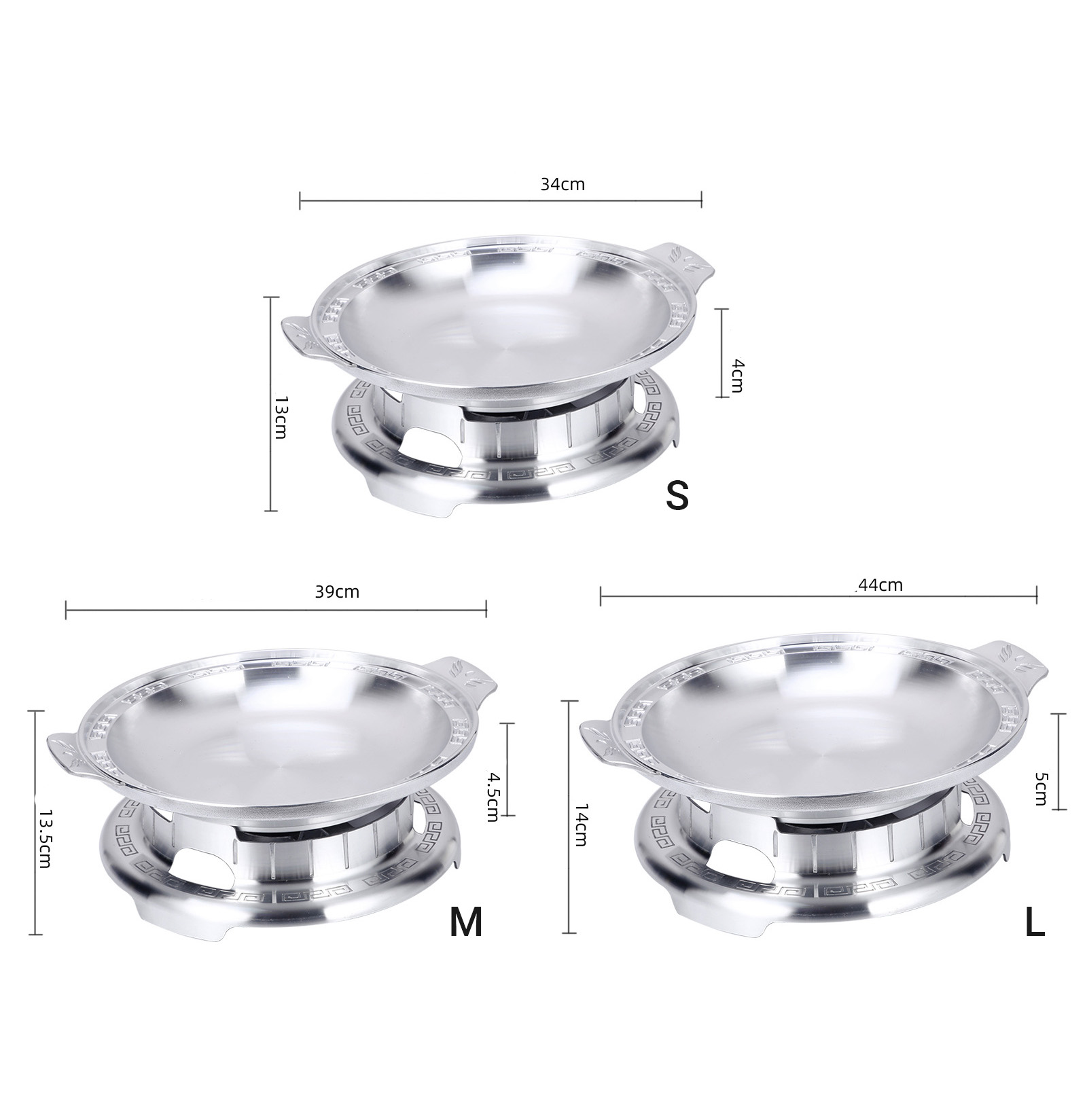 Bộ chảo hâm nóng thức ăn để bàn kèm bếp cồn YL66227 chống dính đá y tế