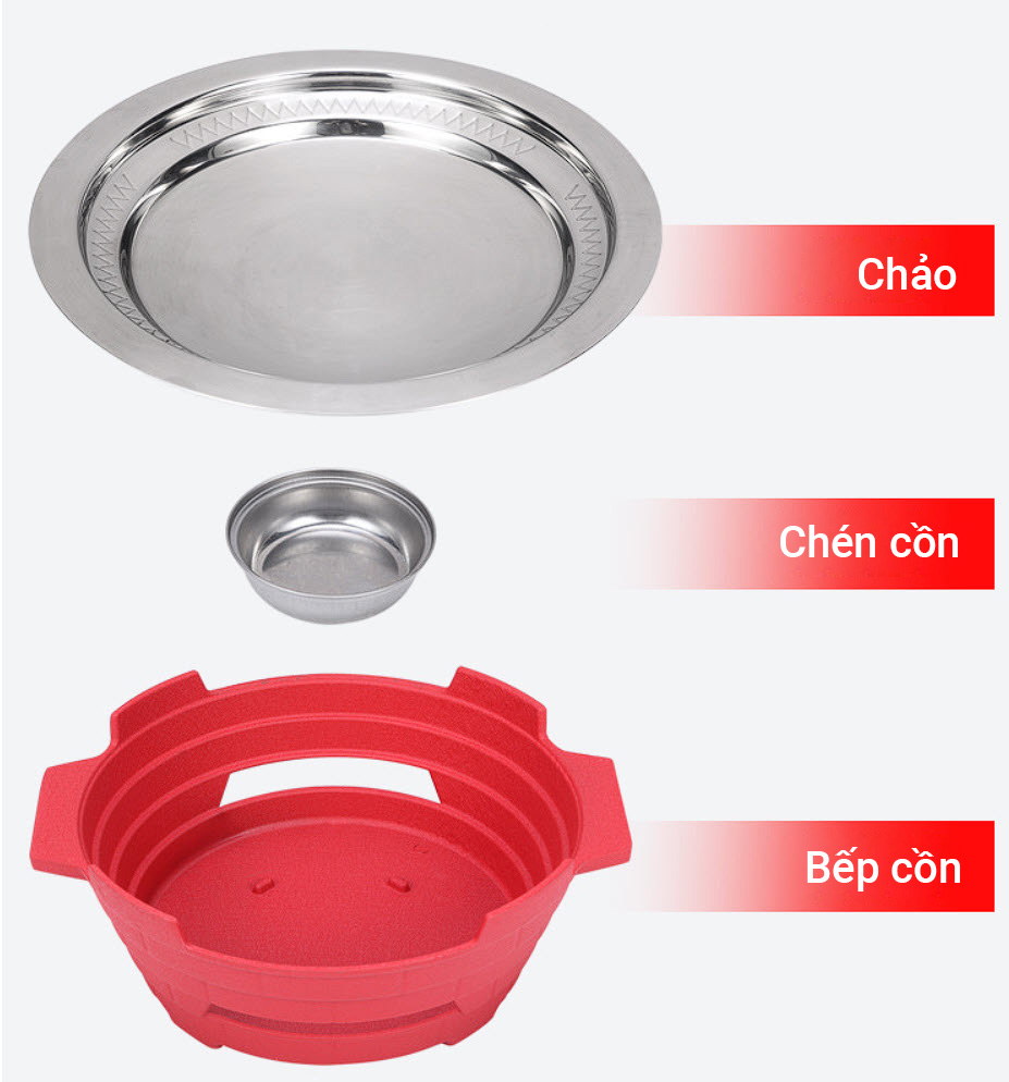 Bộ chảo kèm bếp cồn inox 304 dùng các món lẩu khô 18-30cm OEM YL1118
