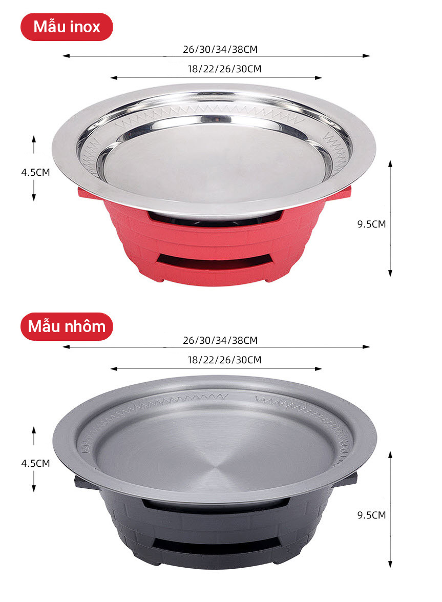 Bộ chảo kèm bếp cồn inox 304 dùng các món lẩu khô 18-30cm OEM YL1118