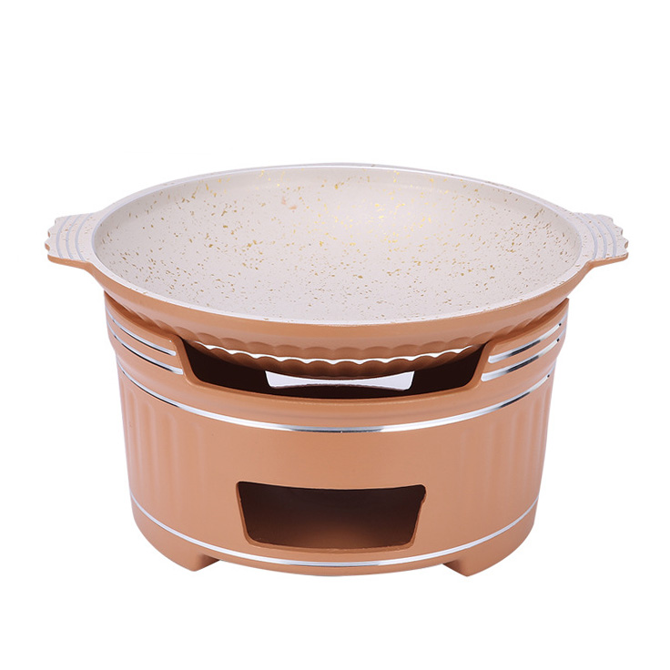 Bộ chảo nhôm phủ đá y tế kèm bếp cồn size 17-33cm OEM SC113