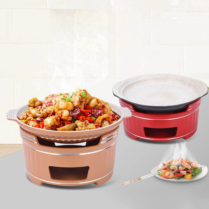 Bộ chảo nhôm phủ đá y tế kèm bếp cồn size 17-33cm OEM SC113