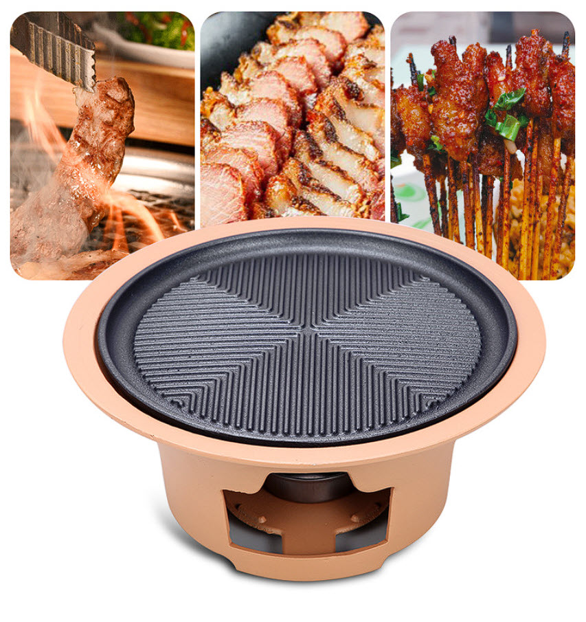 Bếp nướng cồn vỉ nướng kèm bếp cồn bếp nướng thịt bbq 22-30cm OEM YL518