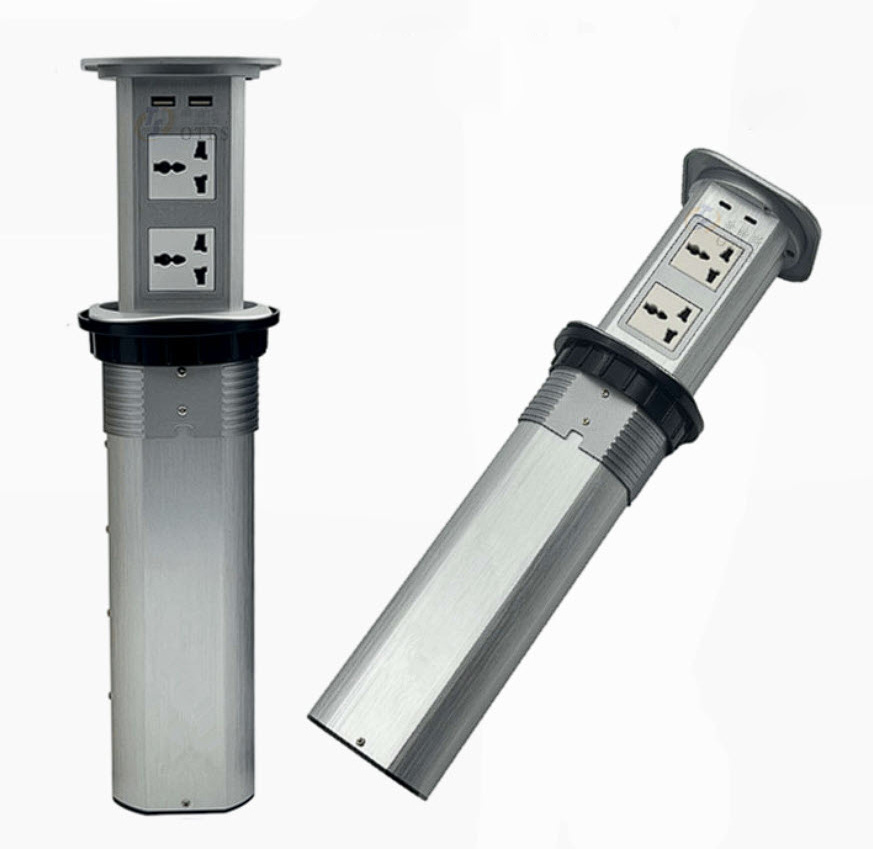 Ổ cắm âm bàn trượt tự động kèm sạc không dây OEM AH07