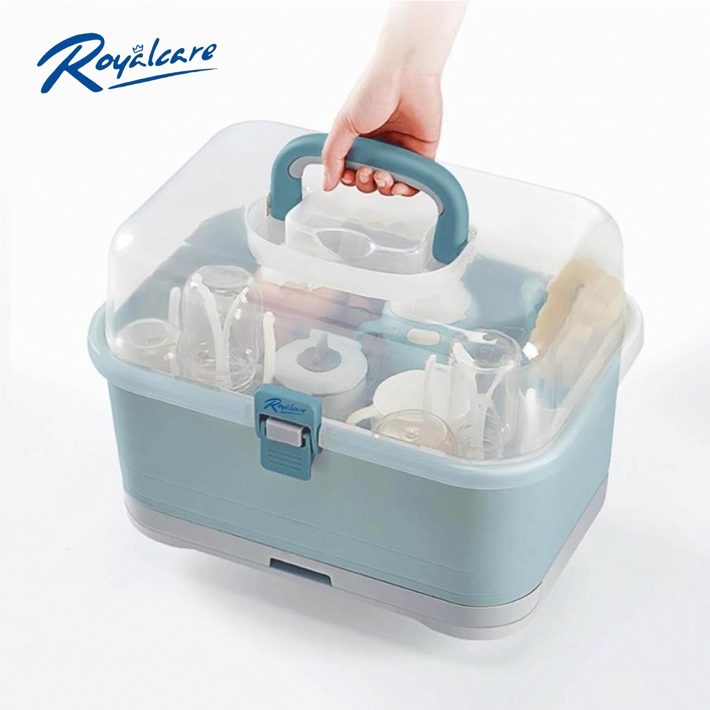 Giá úp bình sữa size đại có nắp đậy và khay hứng nước Royalcare 8853