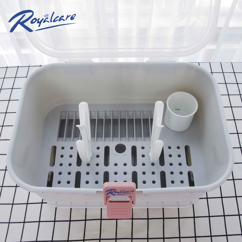 Giá úp bình sữa size đại có nắp đậy và khay hứng nước Royalcare 8853