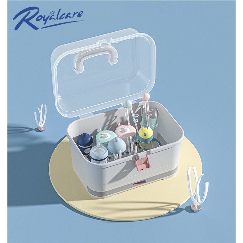 Giá úp bình sữa size đại có nắp đậy và khay hứng nước Royalcare 8853